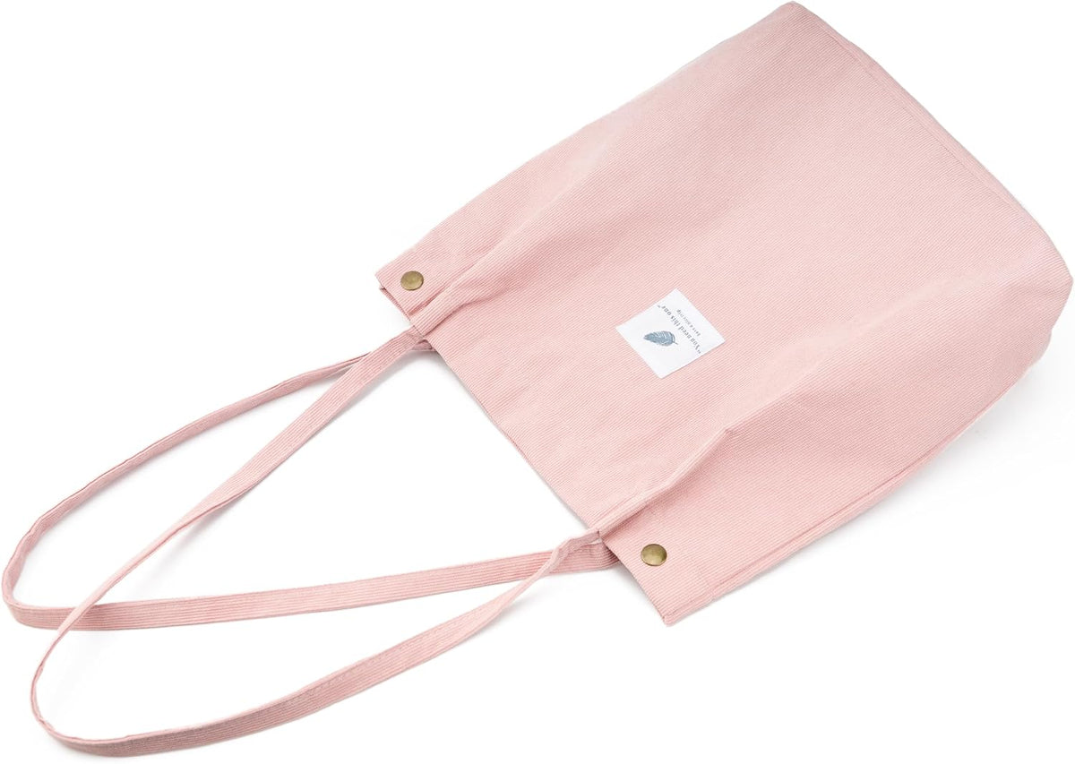 Cute Corduroy Tote Bag Canvas Shoulder Handbags for Women Travel Shopping