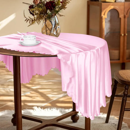 1 Pack 60 Inch / 5ft Round Satin Tablecloth, Light Pink