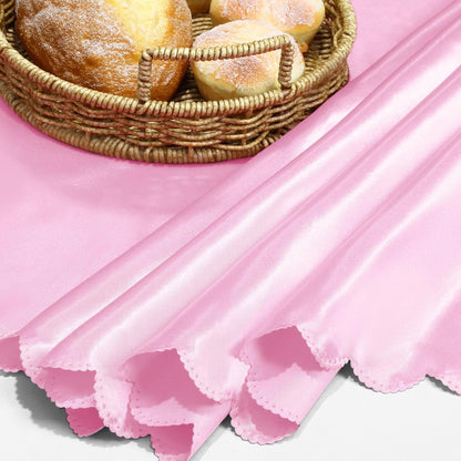 1 Pack 60 Inch / 5ft Round Satin Tablecloth, Light Pink
