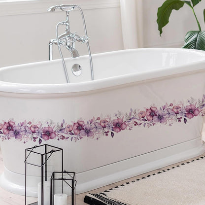 Romantic Purple-Pink Flower Vine Wall Stickers Floral Wall Decals