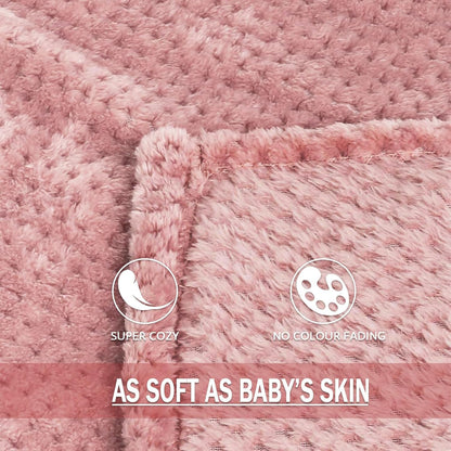Exclusivo Mezcla Fleece Throw Blanket Extra Large, Super Soft and Warm Blankets for Couch, Sofa and Bed Waffle Textured, Cozy, Fuzzy and Lightweight (Dusty Pink, 50x70 Inches)