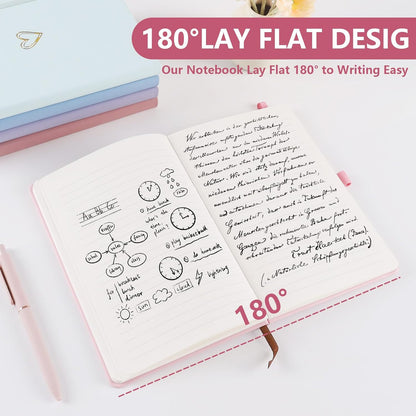 A5 Lined Journal Notebook, Hardcover Note Book Leather Journals for Girls Women,Cute Heart Pattern Design A5 Diary Notepad for Work, Note Taking, Business (Pink)