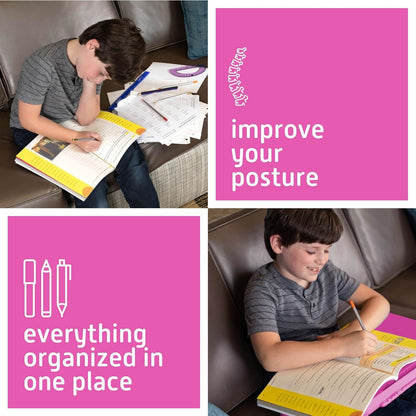 Foldable Kids Lap Tray with Storage - Portable Lap Desk Kids & Adults - Kids Lap Desk for Breakfast in Bed, Serving Tray, Car Desk & Gaming (Pink)