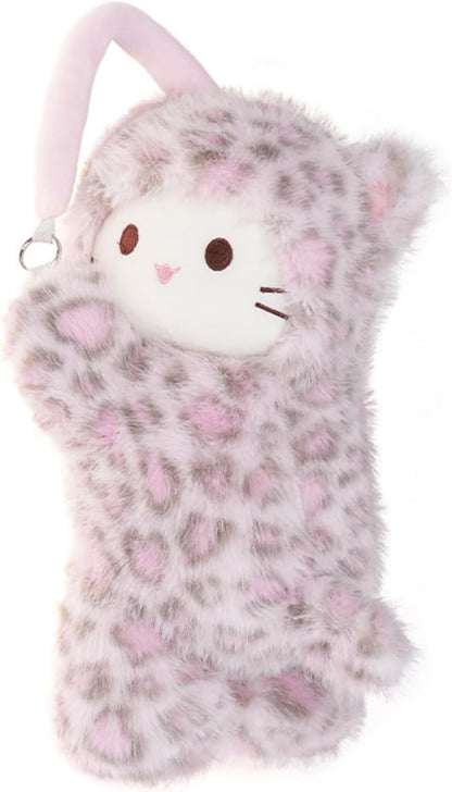 Creative Tissue Box Cover Car Tissue Holder, Cartoon Cute Cat Napkin Dispenser, Decorative Tissue Holder, Tissue Box for Car, Desk, Bedroom, Home, Table (Pink Leopard Print)