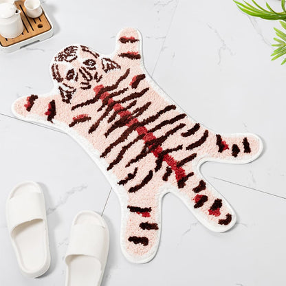 Peach Pink Tiger Bath Mat for Bathroom, 33.1x21.7in