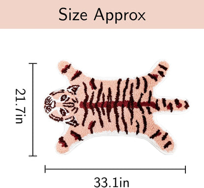 Peach Pink Tiger Bath Mat for Bathroom, 33.1x21.7in