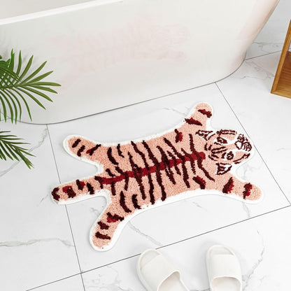 Peach Pink Tiger Bath Mat for Bathroom, 33.1x21.7in