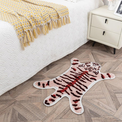 Peach Pink Tiger Bath Mat for Bathroom, 33.1x21.7in