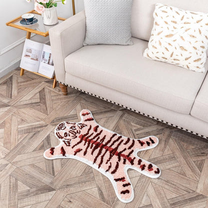Peach Pink Tiger Bath Mat for Bathroom, 33.1x21.7in