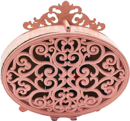 Distressed Pewter Mantel Clock, Pink