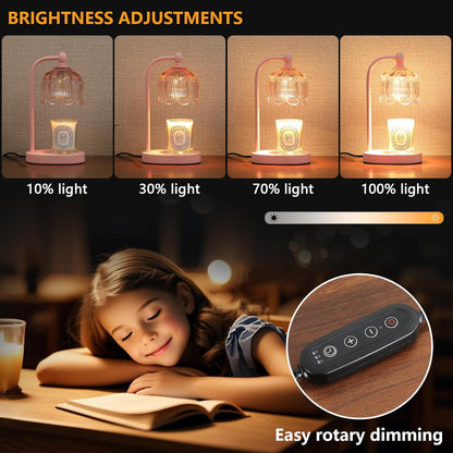 Pink Candle Warmer Lamp with Timer and Dimmer,Gifts for Mom/Wife, Melt Wax Warmer Lamp with 2 Bulbs for Candle Jars House Warming New Home Decor