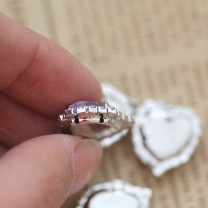 Heart Rhinestones 20pcs Sew on Rhinestones Buttons Embellishments with Diamond,14mm Heart Rhinestone Flatback,Pink