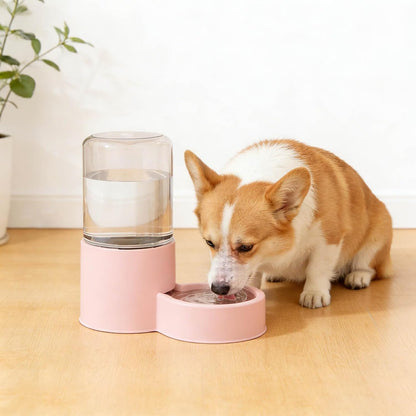 Automatic Pet Feeder and Water Dispenser Set with Pet Food Bowl, Cat Food Dispenser and Water Fountain for Cats Small Dogs Puppies Kittens Pets (Pink)