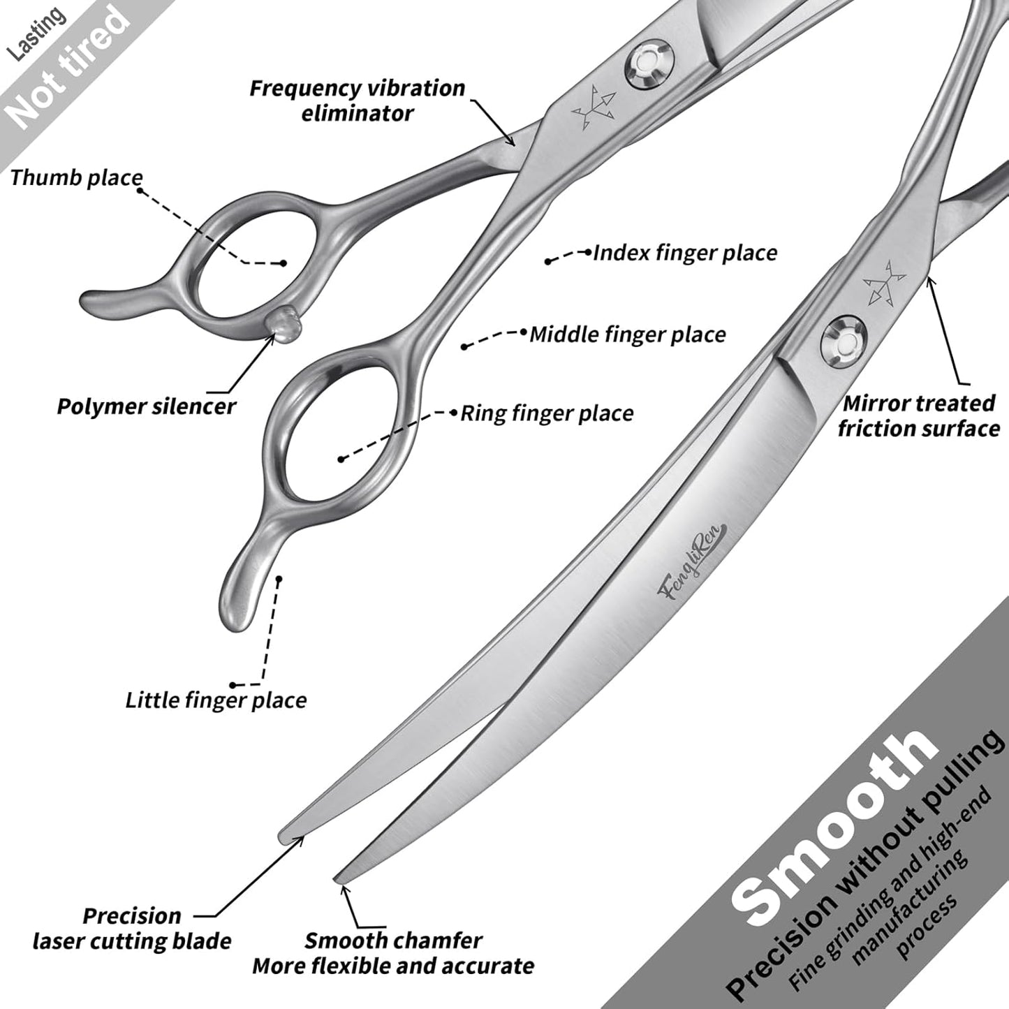 High-end Professional Dog Grooming Curved Scissors Pet Curved Shears 8 Inches Extremely Very Sharp Made Of Stainless Steel Alloy By Hand For Dog Cat Groomer