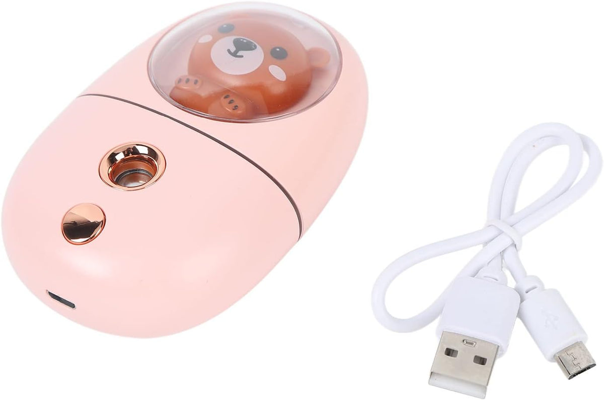 Cute Animal Facial Mist Sprayer USB Rechargeable Mini Eye Face Humidifier for Travelling 35ml (Pink)