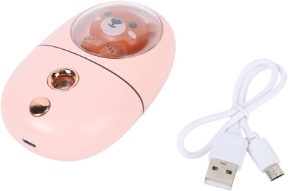 Cute Animal Facial Mist Sprayer USB Rechargeable Mini Eye Face Humidifier for Travelling 35ml (Pink)