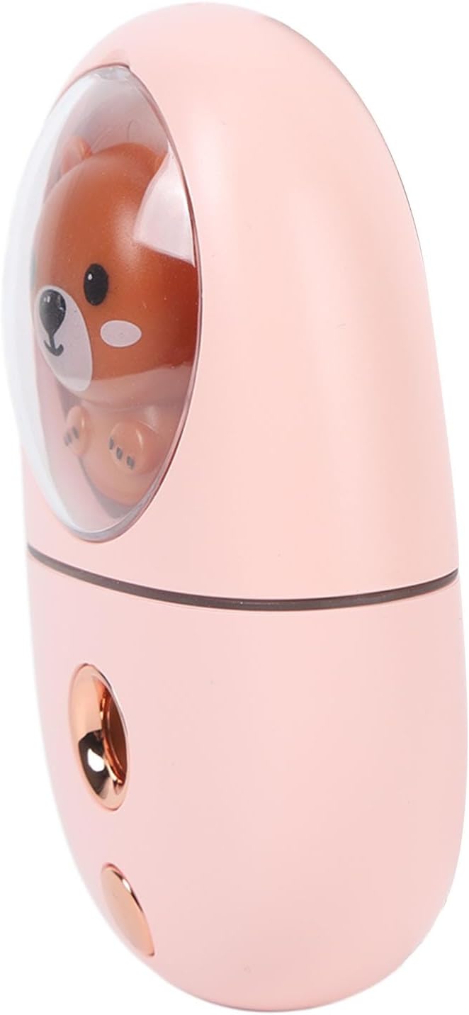 Cute Animal Facial Mist Sprayer USB Rechargeable Mini Eye Face Humidifier for Travelling 35ml (Pink)