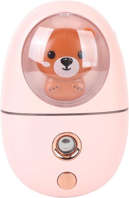 Cute Animal Facial Mist Sprayer USB Rechargeable Mini Eye Face Humidifier for Travelling 35ml (Pink)