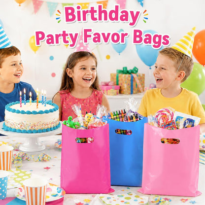 100 Pcs Pink Party Favor Gift Bags 8x11, Small Goodie Bag Bulk