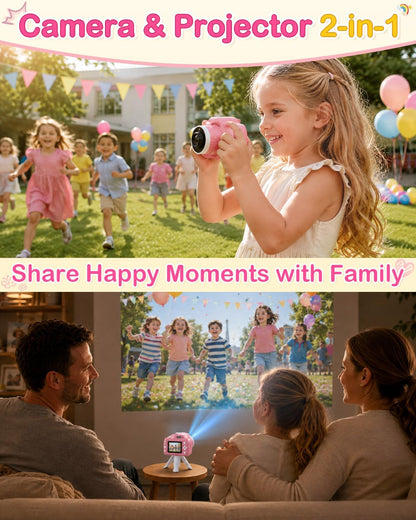48MP Fun Kids Camera with Projector: Turn Memories into A Mini Movie Night