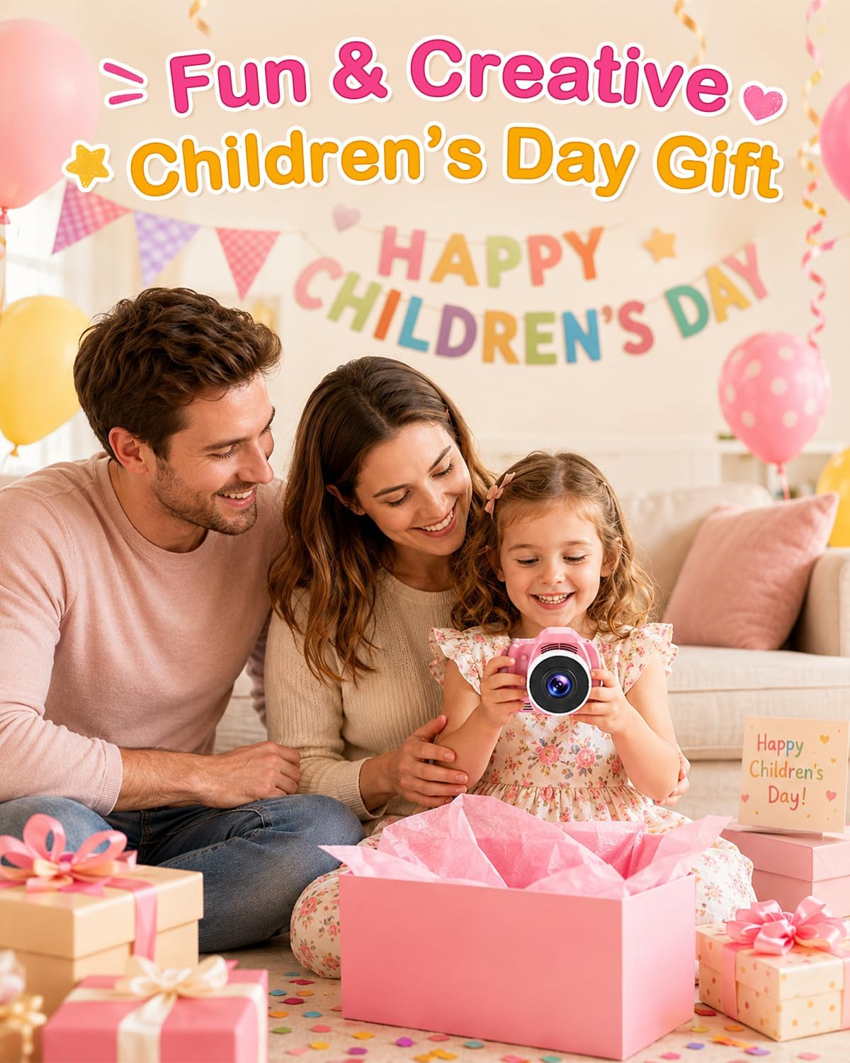 48MP Fun Kids Camera with Projector: Turn Memories into A Mini Movie Night