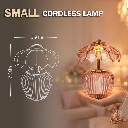 Rechargeable Table Lamp, Small Cordless Lamp with Timer, Pink