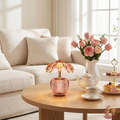Rechargeable Table Lamp, Small Cordless Lamp with Timer, Pink