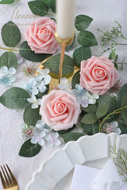 Artificial Flowers 25pcs Realistic Peach Pink Foam Fake Roses with Stems for DIY Wedding Bouquets Bridal Shower Centerpieces Floral Arrangements Party Tables Home Decorations