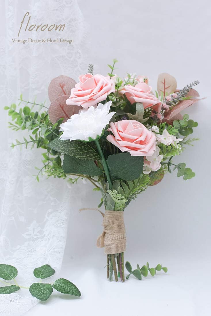 Artificial Flowers 25pcs Realistic Peach Pink Foam Fake Roses with Stems for DIY Wedding Bouquets Bridal Shower Centerpieces Floral Arrangements Party Tables Home Decorations