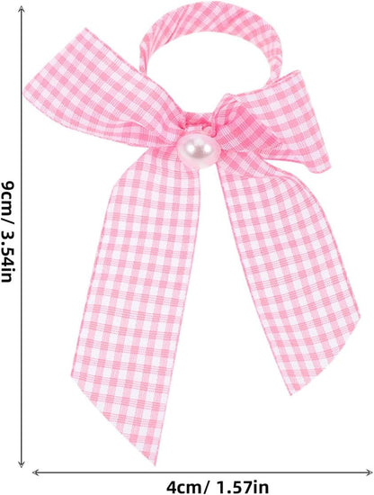 12pcs Pink Ribbon Napkin Rings Bowknot Serviette Holders Gingham Pattern Table Decor for Girl Shower Wedding Reception Party