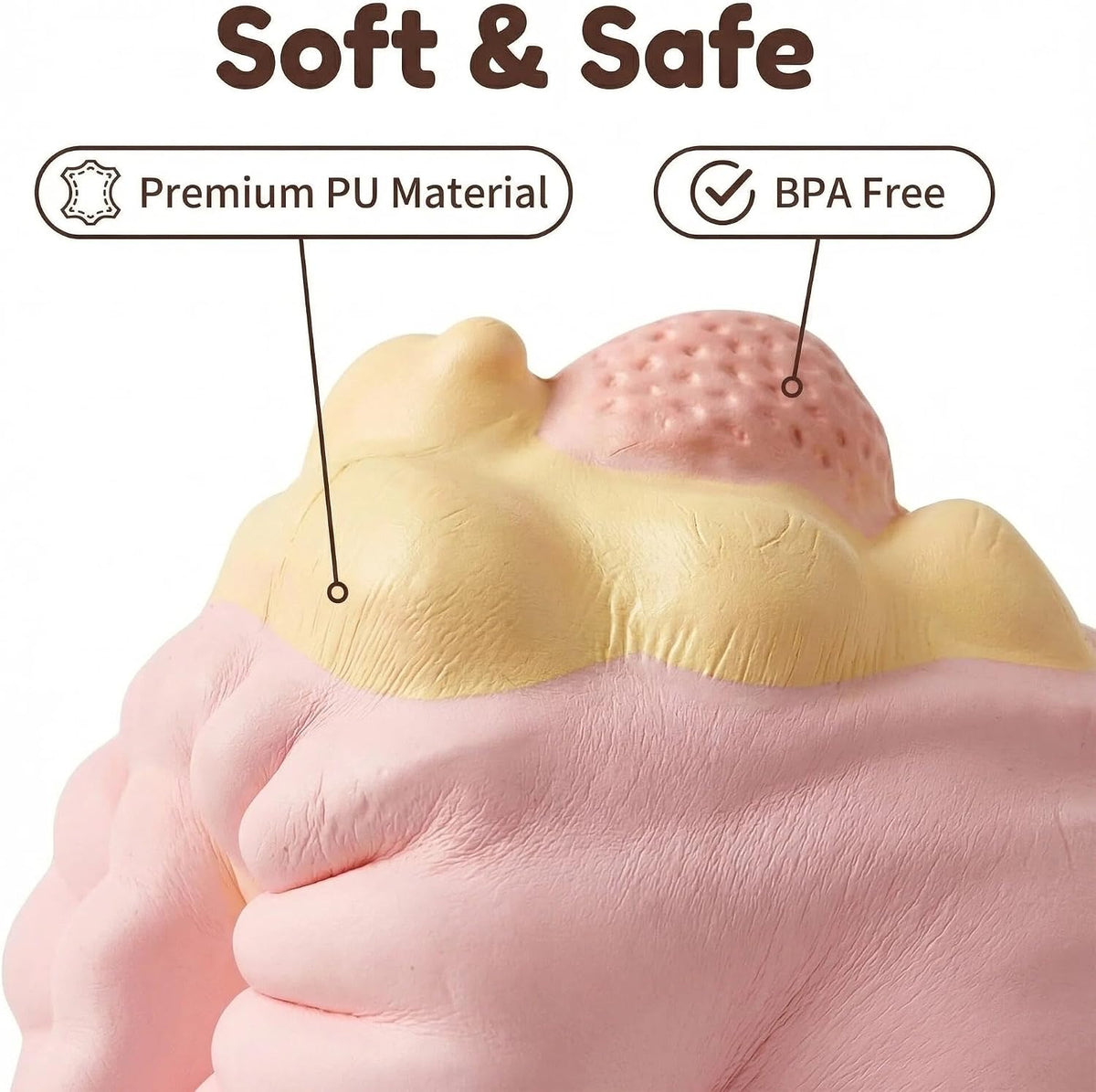 Cute Bear Head Pink Swiss Roll Squishy Toy Slow Rising Squishy Stress Reliever for Adults Soft PU Foam Office Desk Fidget Anxiety Focus Tool Faux Food Sensory Prop for Relaxation (Pink Bear)