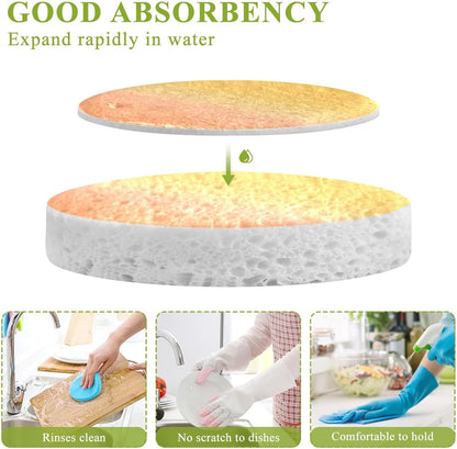 Peach Orange Yellow Gradient Kitchen Sponges Cleaning Dish Sponges Non-Scratch Natural Scrubber Sponge for Kitchen Bathroom Cars Pack of 3