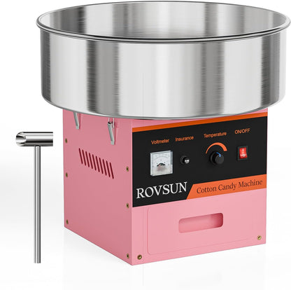 21 Inch Cotton Candy Machine Commercial, Candy Floss Maker Electric Cotton Candy Maker w/Stainless Steel Bowl, Sugar Scoop and Large Storage Drawer Home Party Carnival, Pink