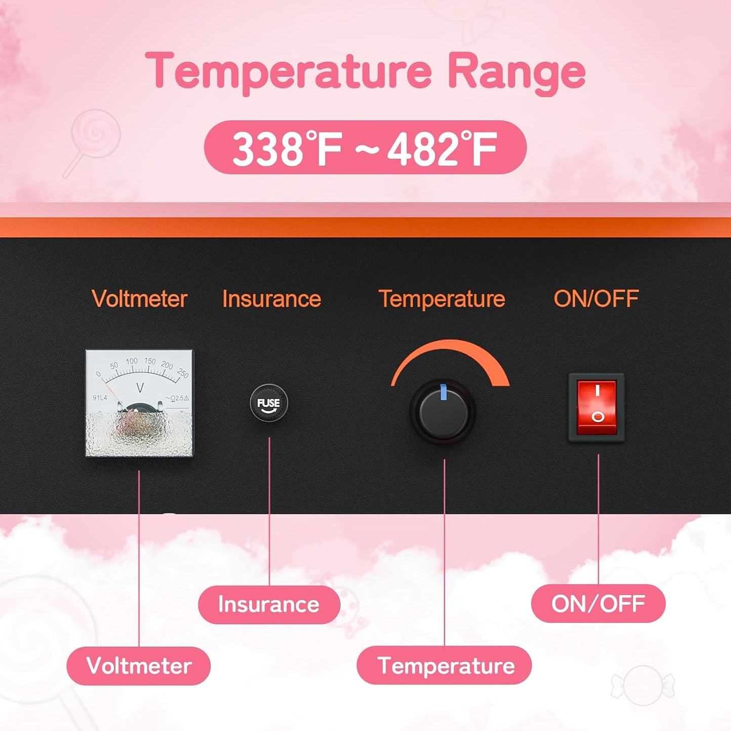 21 Inch Cotton Candy Machine Commercial, Candy Floss Maker Electric Cotton Candy Maker w/Stainless Steel Bowl, Sugar Scoop and Large Storage Drawer Home Party Carnival, Pink