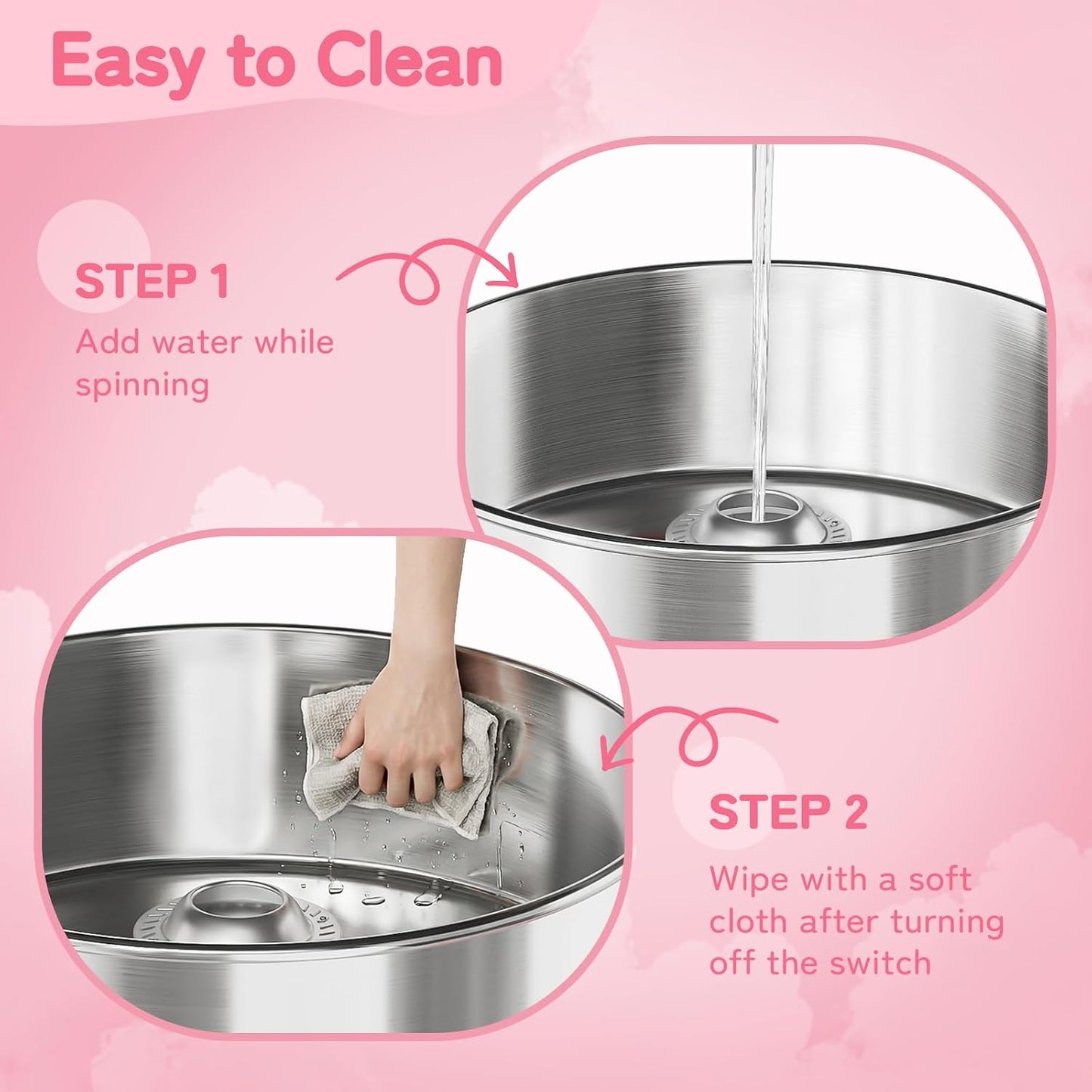 21 Inch Cotton Candy Machine Commercial, Candy Floss Maker Electric Cotton Candy Maker w/Stainless Steel Bowl, Sugar Scoop and Large Storage Drawer Home Party Carnival, Pink