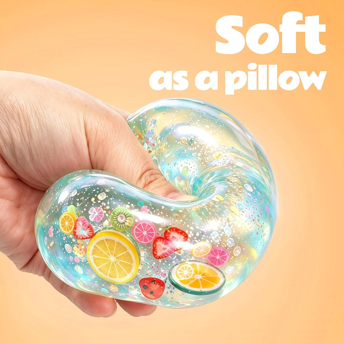 Squishy Bottle Toy, Slow Rising Fruit Sensory Balls (Pink)