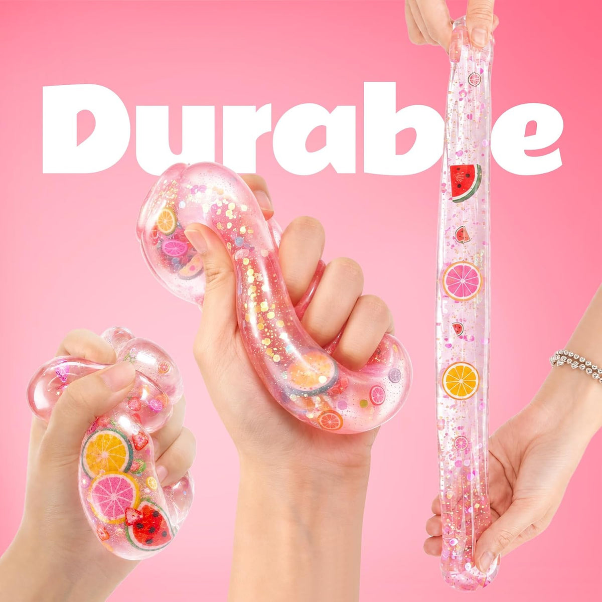 Squishy Bottle Toy, Slow Rising Fruit Sensory Balls (Pink)