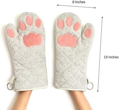 Oven Mitts Cat Paws - Grey and Pink