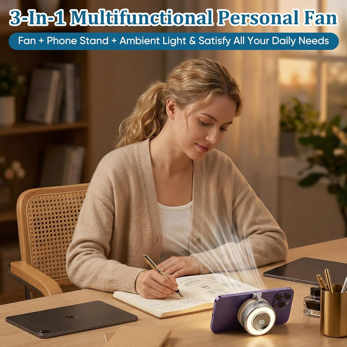 Portable Silent Mini Bladeless Electric Fan, 2026 New Mini Bladeless Fan Clip On,Small fan Clip on for Shirt & Waist,Adjustable 3-Speed For Outdoor & Travel & Office,Travel Accessories,Gift (Pink)
