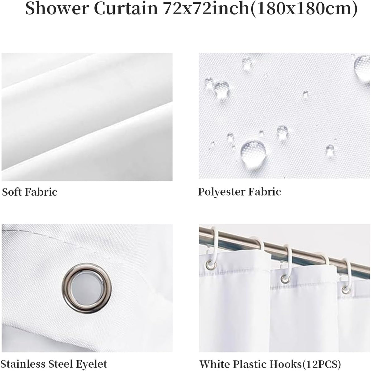 Bow Shower Curtain Cute Bow Knot Girls Bathroom Decor Aesthetic Polyester Fabric Shower Curtain, 72x72inch with Hooks (Pink)