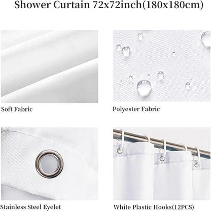 Bow Shower Curtain Cute Bow Knot Girls Bathroom Decor Aesthetic Polyester Fabric Shower Curtain, 72x72inch with Hooks (Pink)