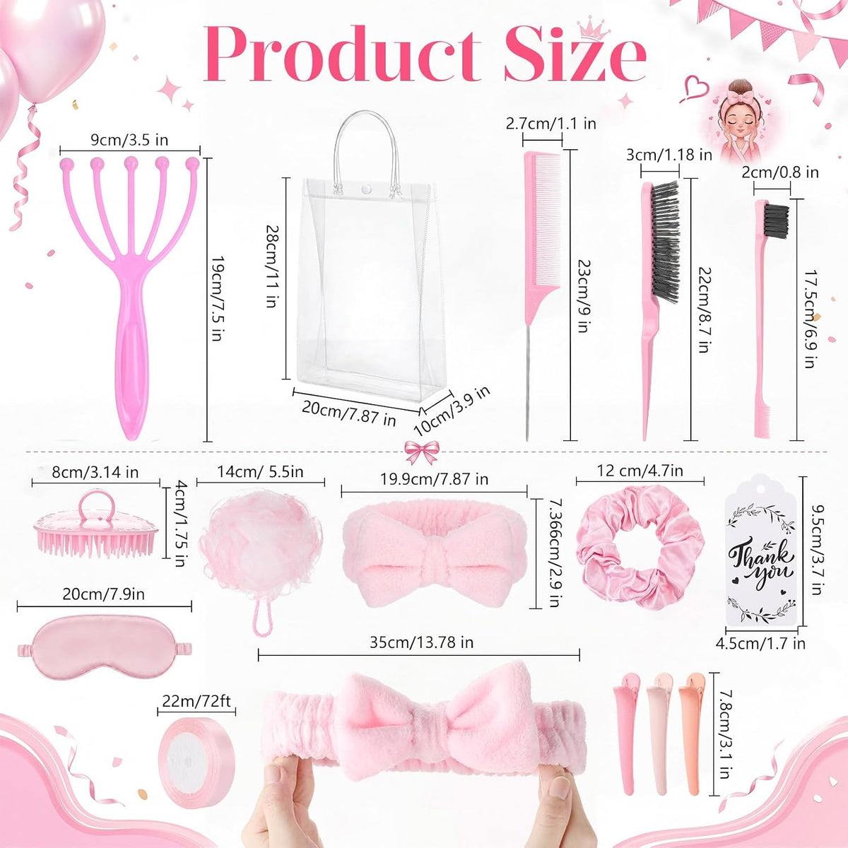 85 pcs / 6 Set Baby Shower Prizes for Winners Spa Party Favor for Sleepover Girls Gift with Headband, Massage Comb, Eye Mask,Makeup Bag for Women Girls Birthday Bridesmaid Bachelorette Party