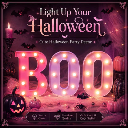 3 Pcs Pink Halloween Boo LED Marquee Letters