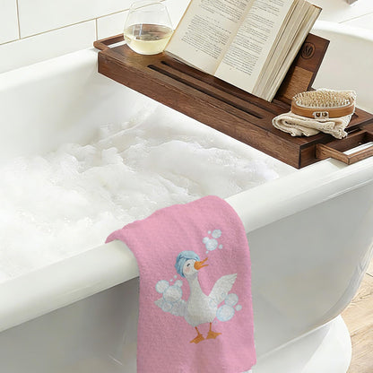 Chicimln Pink Funny Goose Bathroom Hand Towels, Preppy Striped Toothbrush Bubble Goose Decorative Hand Towels for Toddler Kids Girls Bathroom, 16x24 Inch Set of 2