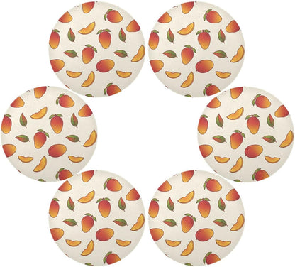 15 inch Peaches Pattern Round Placemats 4 PCS Non Slip Heat Resistant Table Mats for Kitchen Dining Party Table Indoors & Outdoors Decor