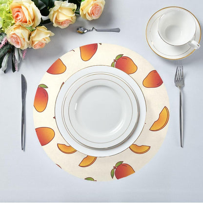 15 inch Peaches Pattern Round Placemats 4 PCS Non Slip Heat Resistant Table Mats for Kitchen Dining Party Table Indoors & Outdoors Decor