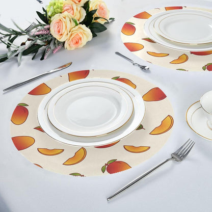 15 inch Peaches Pattern Round Placemats 4 PCS Non Slip Heat Resistant Table Mats for Kitchen Dining Party Table Indoors & Outdoors Decor