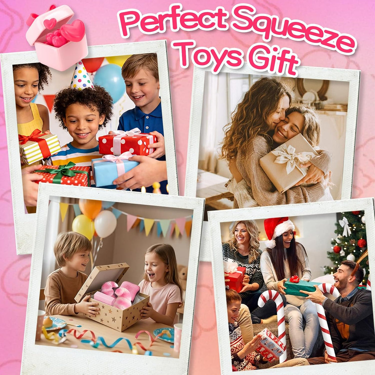 3Pack Squishy Fidget Toys,Large Slow Rising Squeeze Toys for Kids,Cheese Squishy Stress Relief Toys,Kawaii Pink Soft Squishy,Sensory Squeeze Toys for Birthday Gifts Party Favors