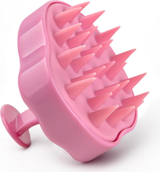 Scalp Massager Hair Growth – Exfoliator & Hair Scrubber for Scalp, Soft Bristles for Dandruff & Soothing Comfort, Shampoo Brush, Wet & Dry Use, Pink