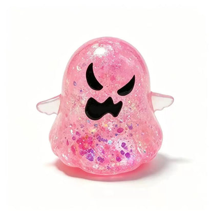 Halloween Glitter Ghost Squishy Toy, Cute Squeeze Fidget Toy, Stress Relief Ghost Figurine, Halloween Party Favors, Goodie Bag Fillers, Holiday Gift for Kids